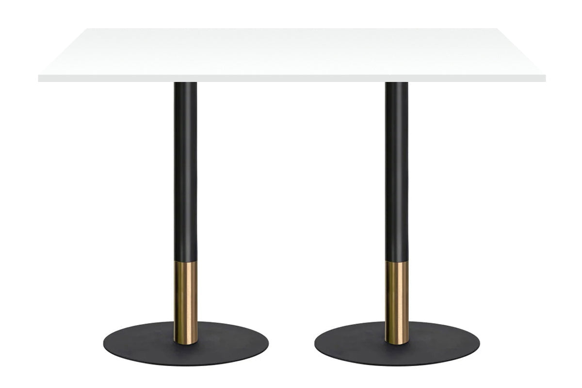 Rivoli Tall Bar/Counter Table with Black Disc Base - Black/Rose Gold Finish - 1400L x 800W - Perfect for Kitchen Islands, Breakfast Nooks & Small Space Dining