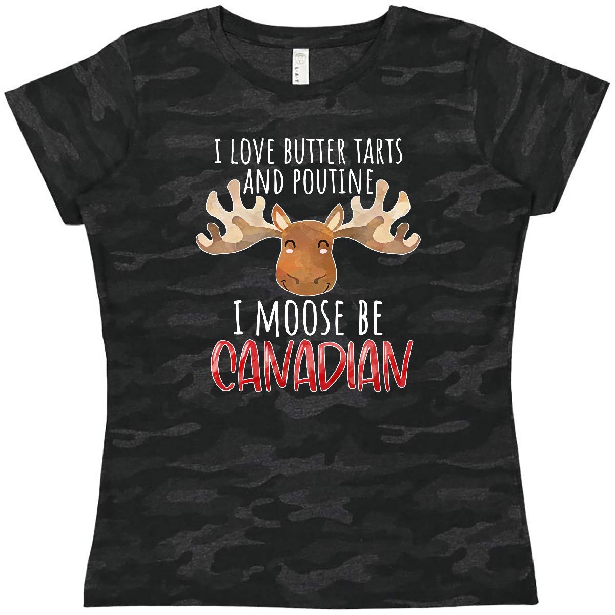 Inktastic I Love Butter Tarts and Poutine I Moose Be Canadian Women's T-Shirt - Funny Canadian Pride Graphic Tee for Women, Casual Wear & Canada Day Celebrations