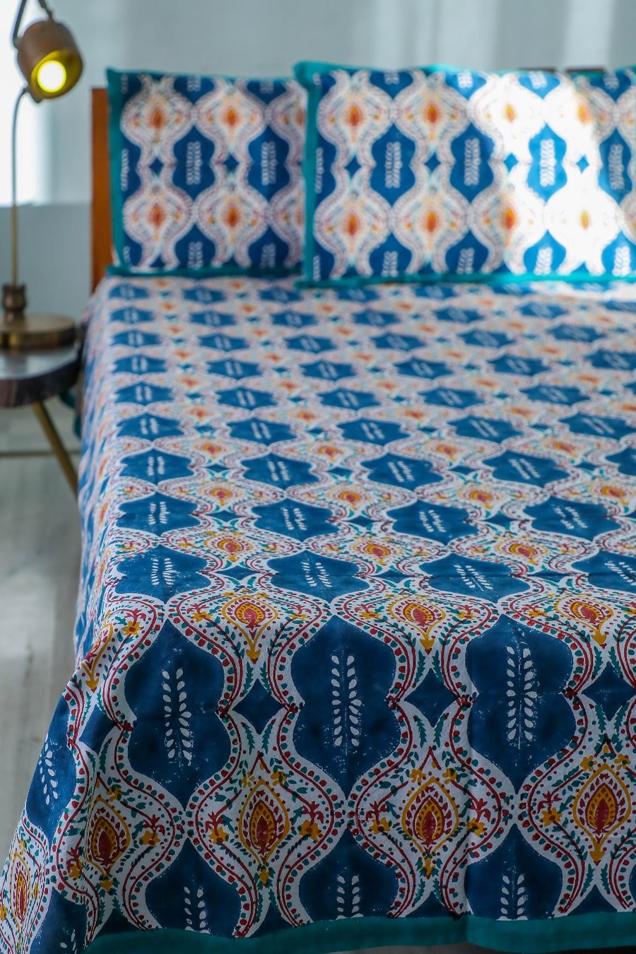 SootiSyahi 'Print Frenzy' Handblock Printed 100% Cotton Bedsheet - Queen Size, Soft & Breathable Bedding for Home Decor, Guest Room, and Bohemian Style Bedroom