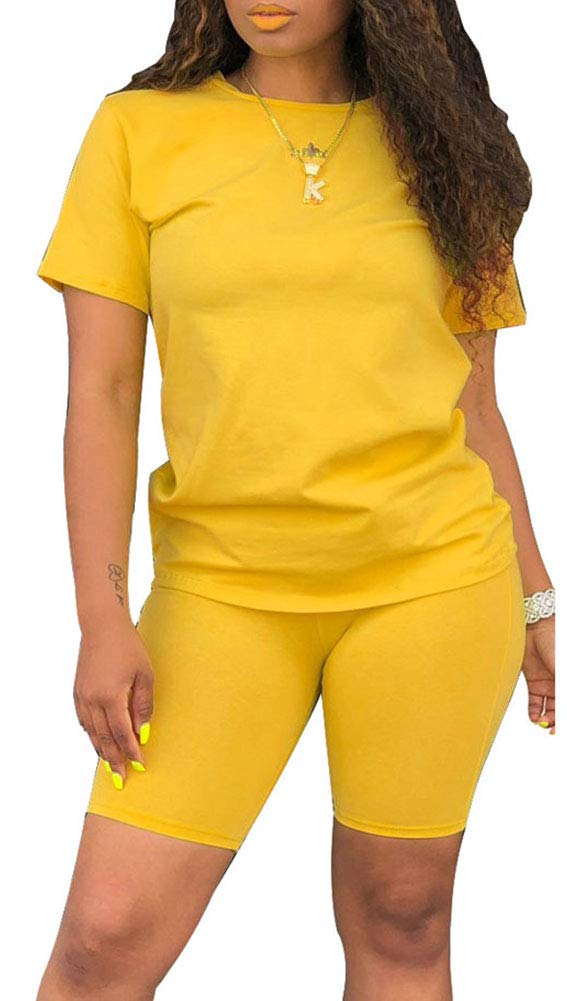 Women's Casual Two Piece Outfits - Short Sleeve Sweatshirt & Skinny Long Pants Tracksuit Set for Lounge, Workout, and Everyday Wear