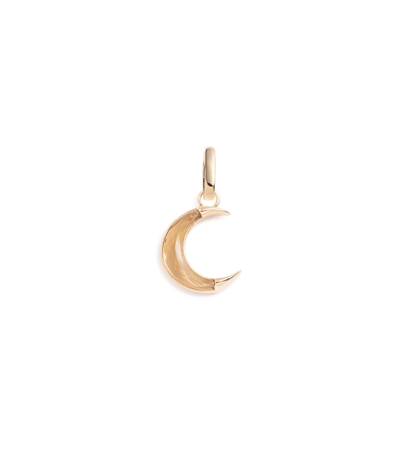 15mm Champagne Citrine Gemstone Crescent Karma Medallion with Annex Link - Perfect for Yoga, Meditation & Spiritual Healing Jewelry