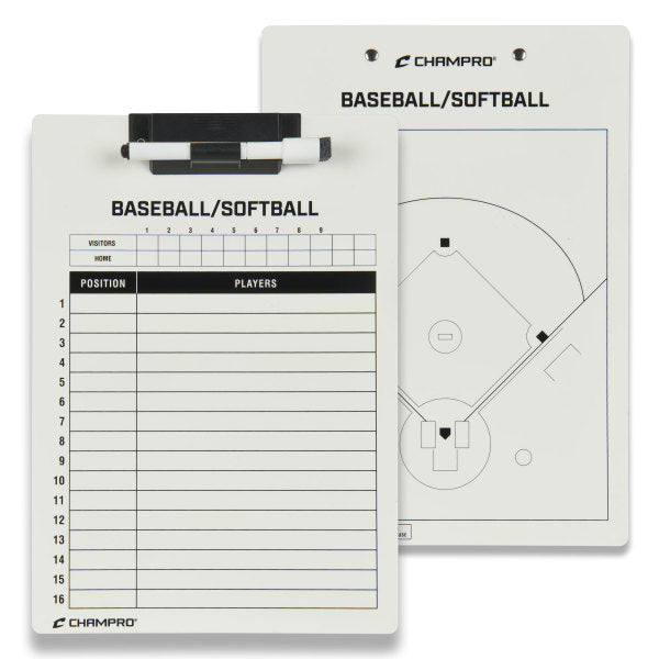 Champro Dry Erase Baseball Softball Coaching Board - Magnetic Whiteboard with Clip for Game Strategies & Practice Drills - Perfect for Coaches, Players & Training Sessions