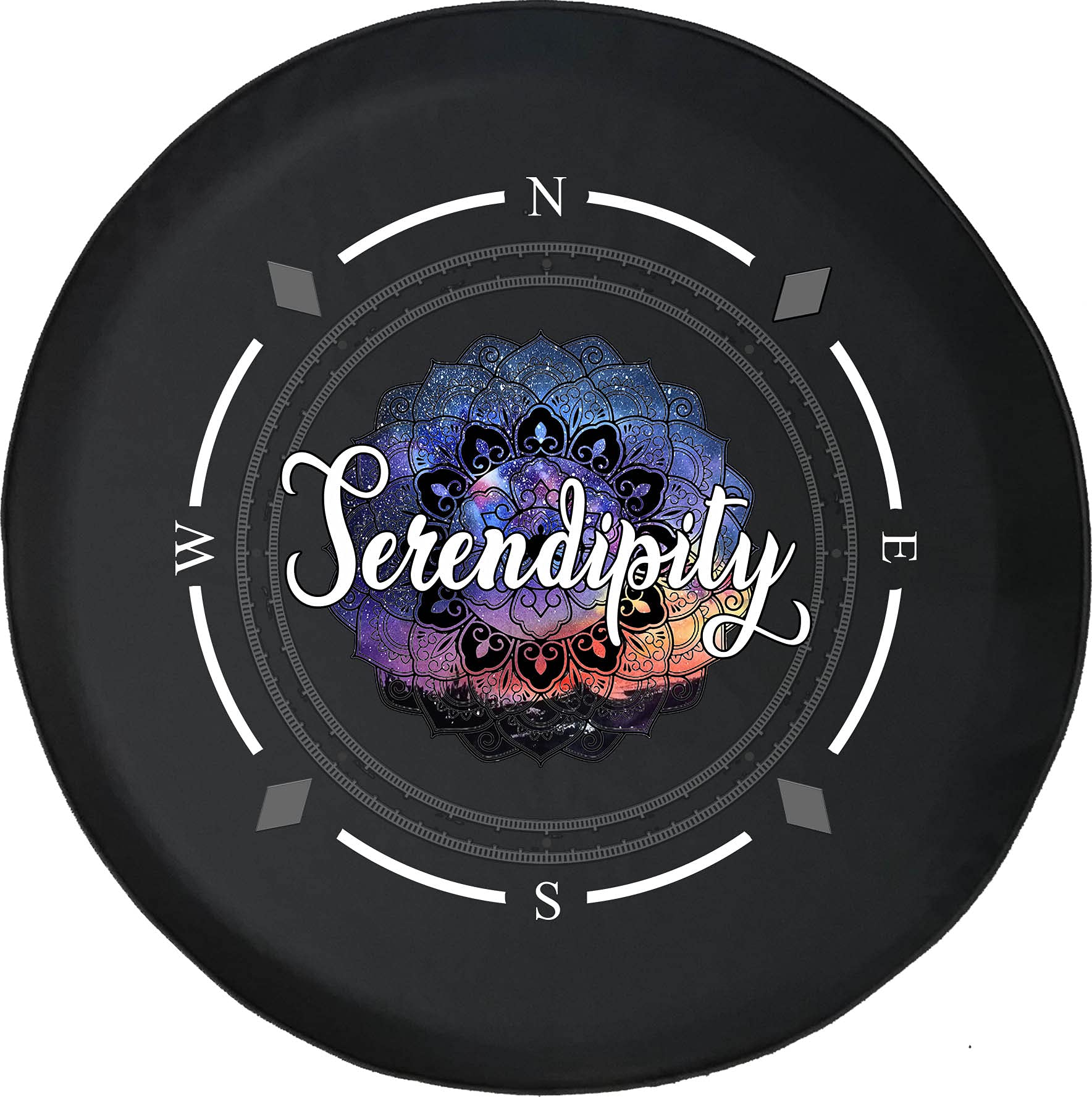 American Unlimited Spare Tire Cover with Compass & Galaxy Print - Universal Fit for SUV, Trailer, RV & Most Vehicles - Perfect for Road Trips, Camping & Off-Road Adventures