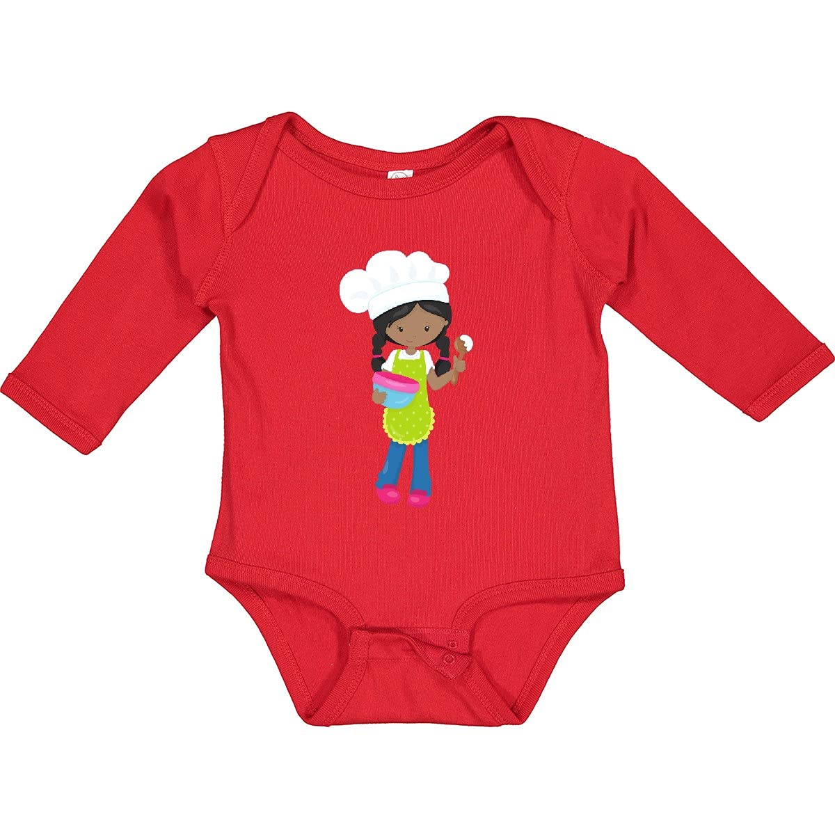 Inktastic African American Girl Baking Baker Bakery Long Sleeve Creeper - Cute Baby Outfit for Baking Enthusiasts & Family Baking Activities