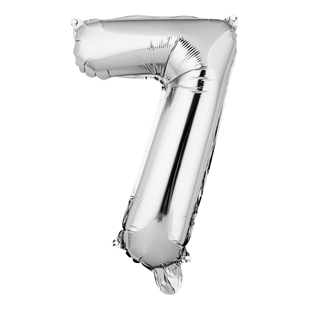 Balloonify Silver Mylar Number 7 Balloon - 16 Inch Large Foil Helium Balloon for Birthday Party Decorations, Baby Showers & Anniversary Celebrations (1 Count Box)