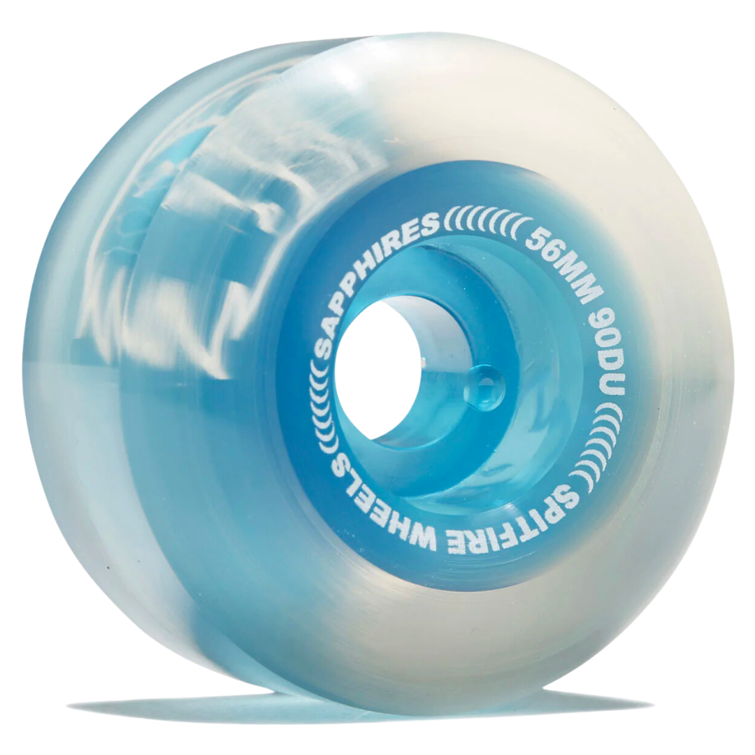 Spitfire 56mm 90D Skateboard Wheels - Sapphire Clear/Blue - High Performance for Street & Park Skating