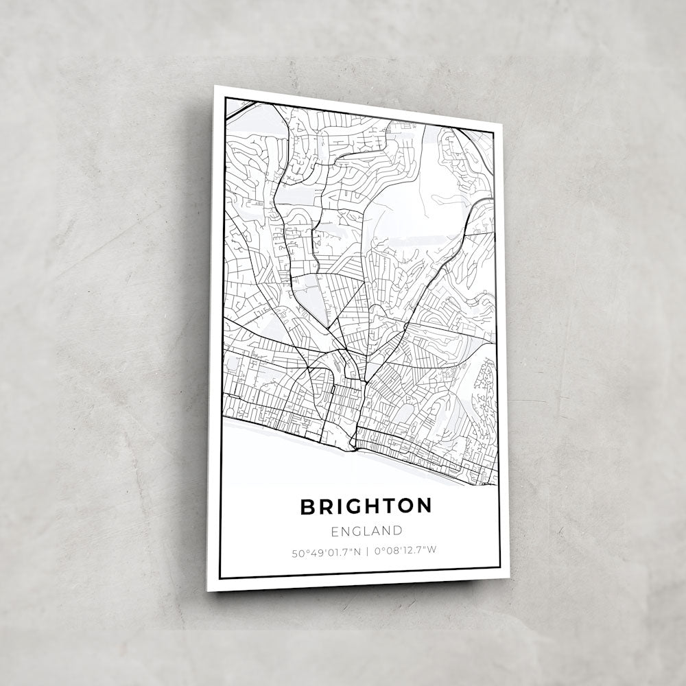 Brighton Map Glass Wall Art - Elegant Home Decor for Living Room, Office & Gifts - Perfect for Coastal & Travel Theme Interiors