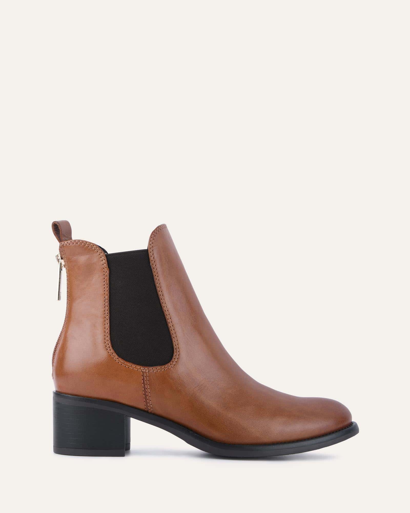 Claire Mid Ankle Boots for Women - Genuine Brandy Leather, Comfortable & Stylish - Perfect for Fall, Winter, and Casual Outfits