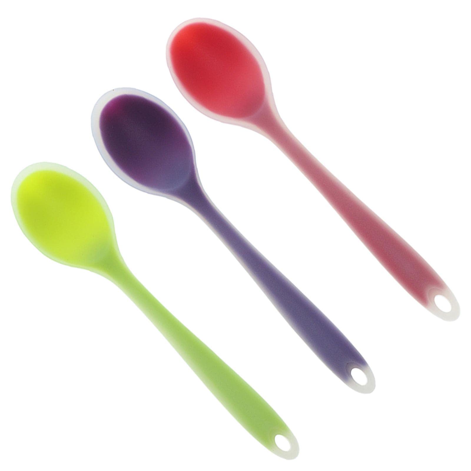 3-Piece Semi-Transparent Silicone Spoons Set - Heat-Resistant Soup, Coffee & Tea Measuring Spoon for Kitchen, Baking & Baby Feeding (Dishwasher Safe)