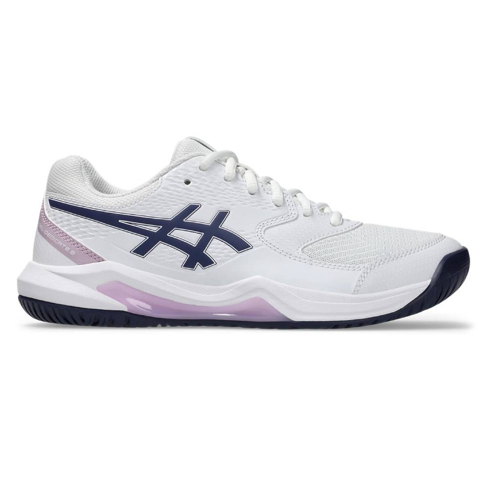 ASICS Gel Dedicate 8 Wide Women's Tennis Shoes - White/Indigo Fog - Comfort & Support for Court Performance | Perfect for Tennis, Pickleball & Casual Wear