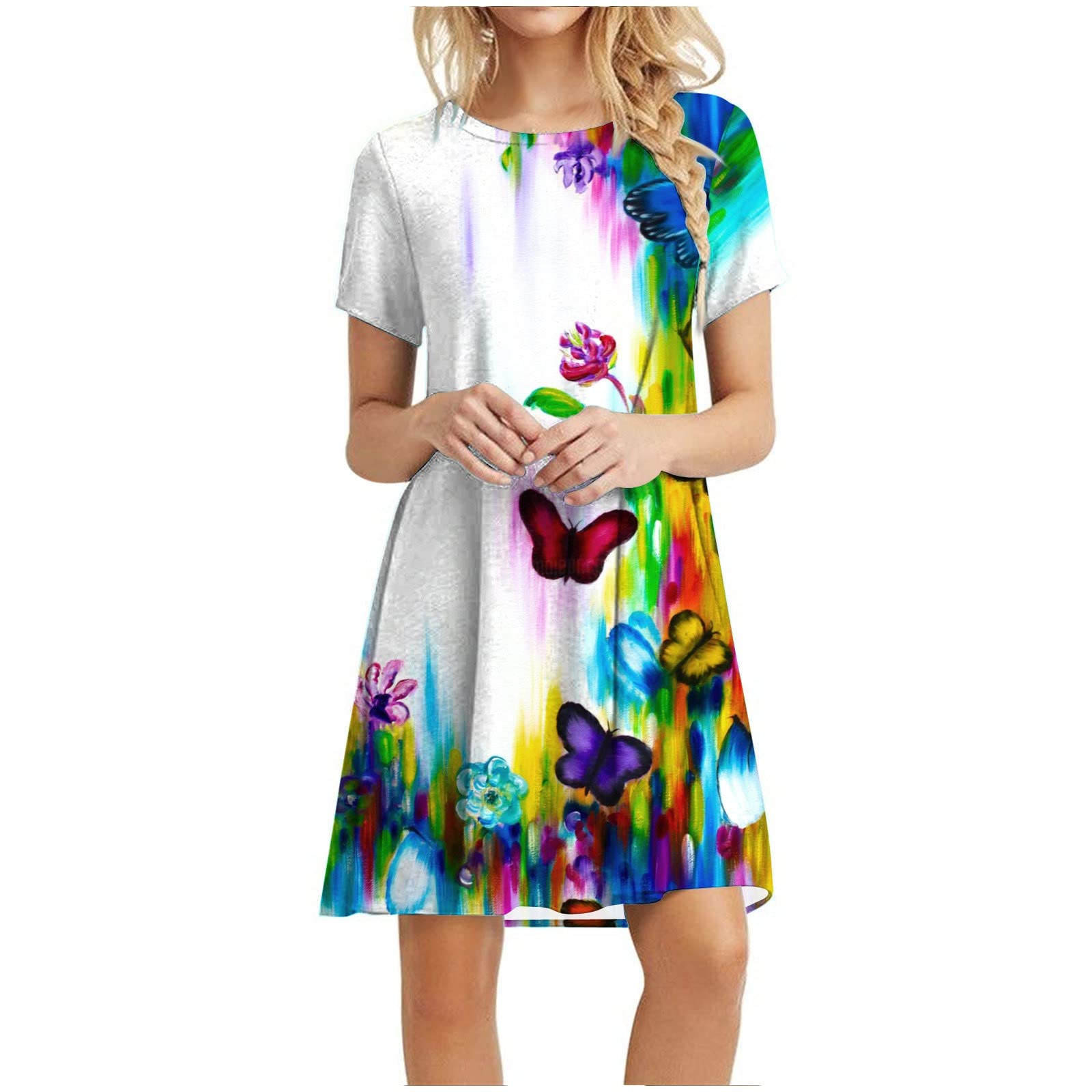 MIANHT Women's Summer Racerback Dress - Sleeveless Casual Swing Maxi Dress for Beach, Vacation & Everyday Wear