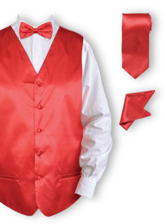 Elegant Red Tuxedo Vest Set for Men - Formal Wedding Party & Prom Outfit - Perfect for Groomsmen, Evening Events & Special Occasions