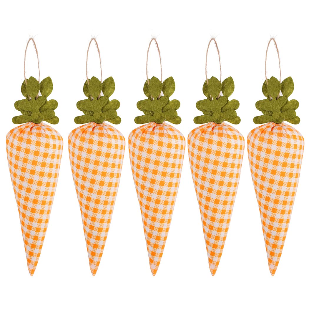 JUSTDOLIFE Easter Carrot Ornaments - 5PCS Artificial Vegetable Hanging Decorations for Easter Party, Spring Home Decor & Garden Decoration