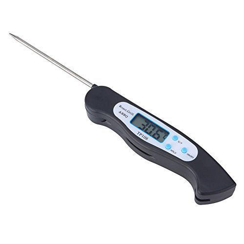 Digital Meat Thermometer with Foldable Probe - Instant Read Oven BBQ Thermometer for Cooking, Grilling, Baking, Candy & Oil Temperature (Kitchen, Outdoor, Camping)