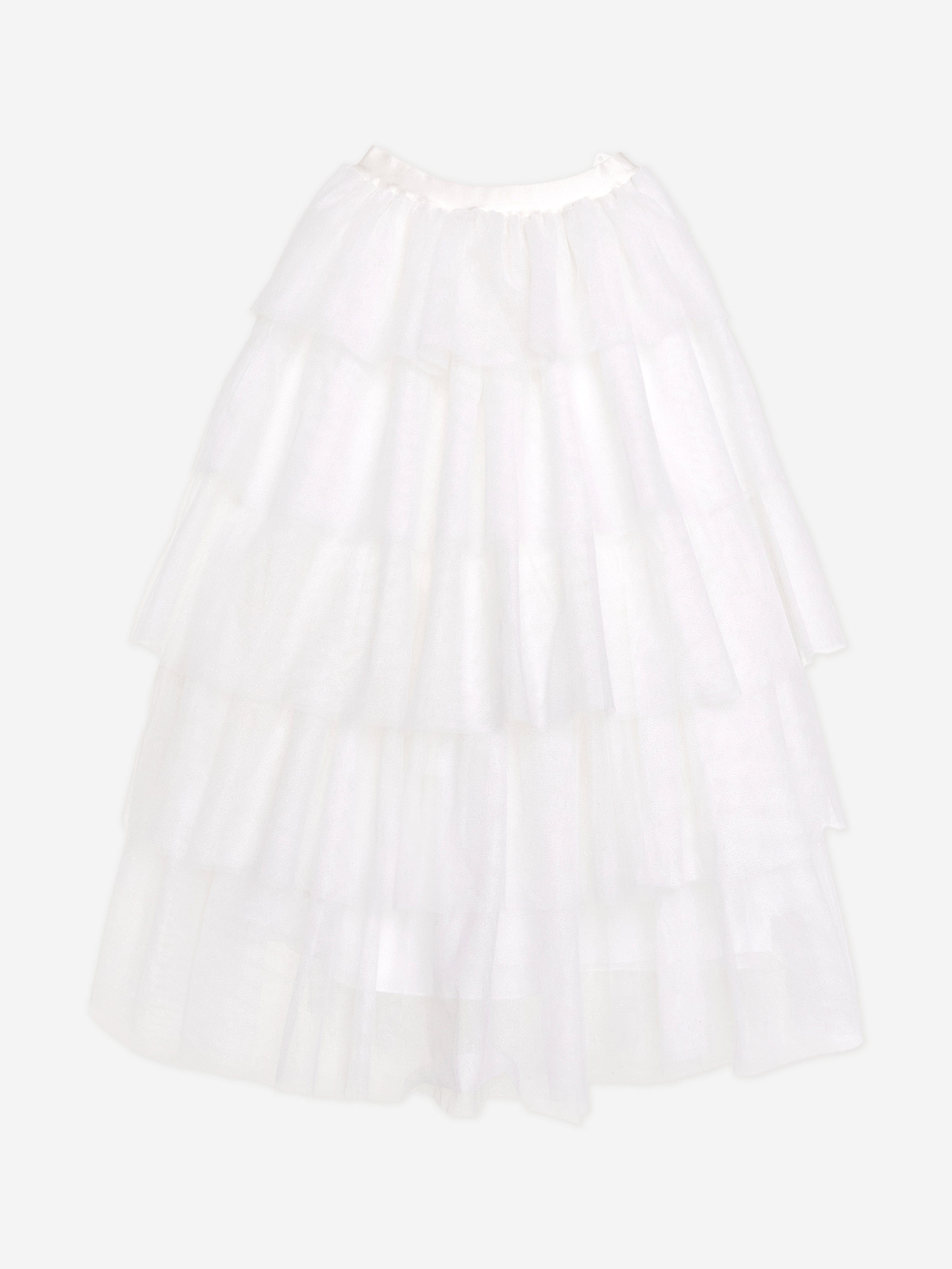 BCBG Girls Ivory Glitter Tulle Skirt | Sparkly Party Dress for Kids | Perfect for Birthday, Pageant & Holiday Events