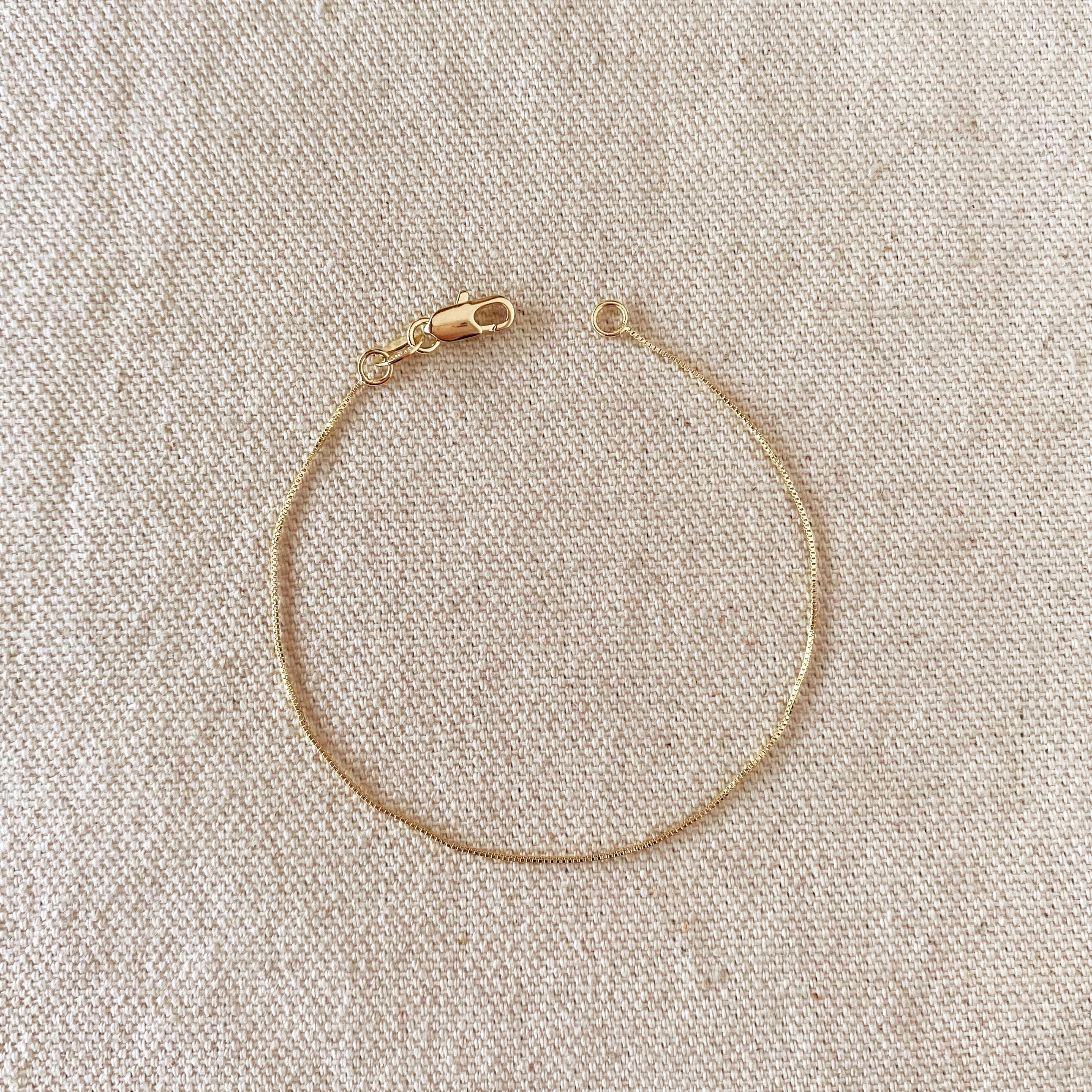 18K Gold Filled 0.5mm Box Chain Bracelet for Women - Dainty Minimalist Jewelry for Everyday Wear, Gifts & Special Occasions