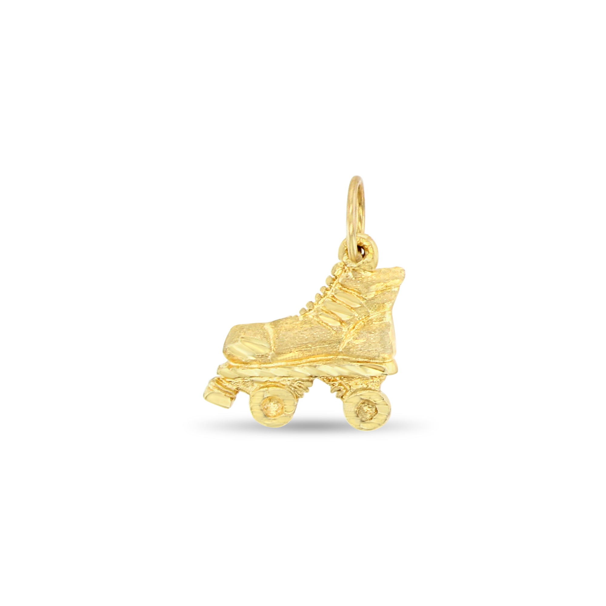 14k Yellow Gold Rollerblade Charm with Diamond Cuts - Perfect for Jewelry Making, Gifts & Ice Skating Enthusiasts