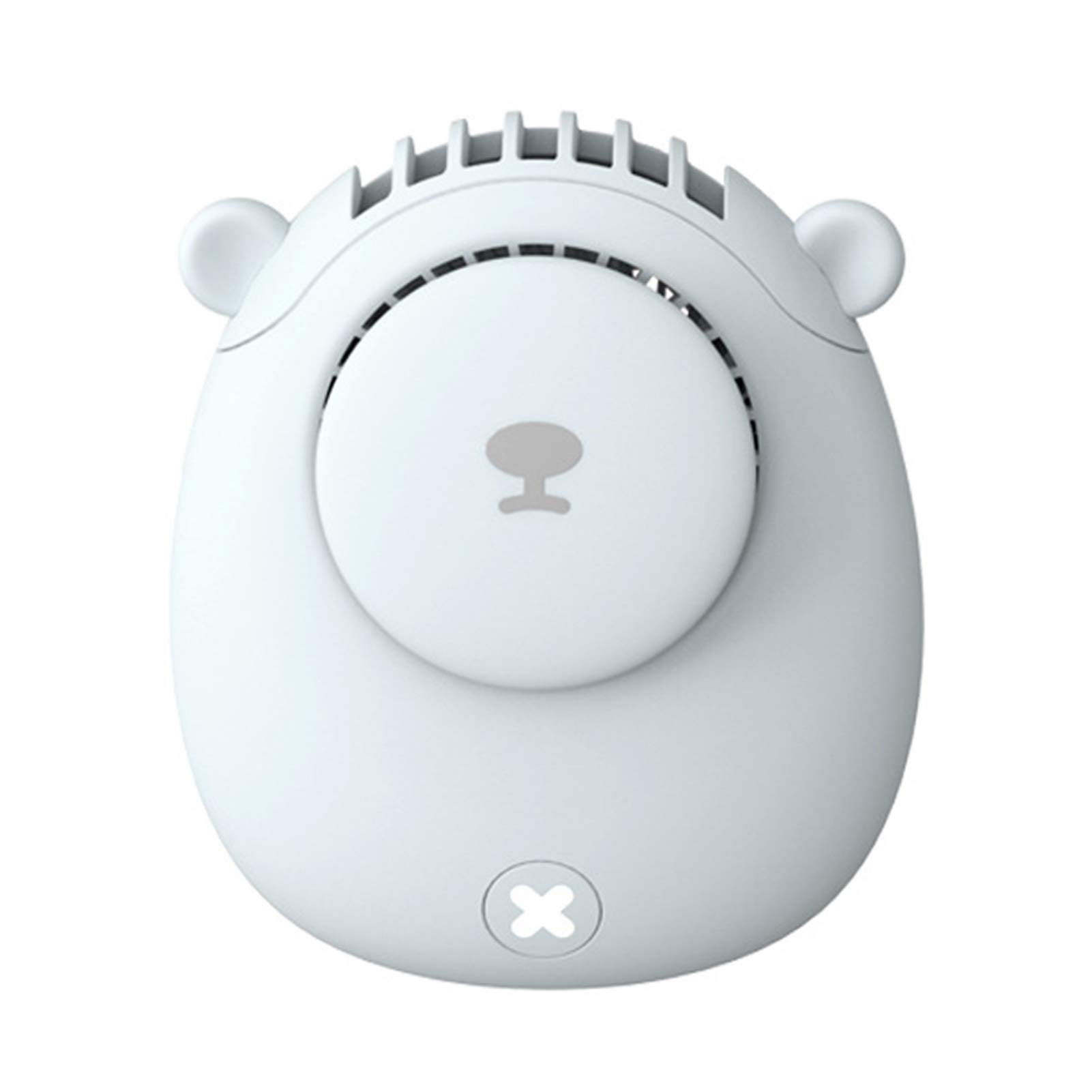 Portable USB Neck Fan - Bear Shaped Personal Cooling Fan with 3 Speeds, Rechargeable Battery for Outdoor, Office, Travel & Summer Activities - White