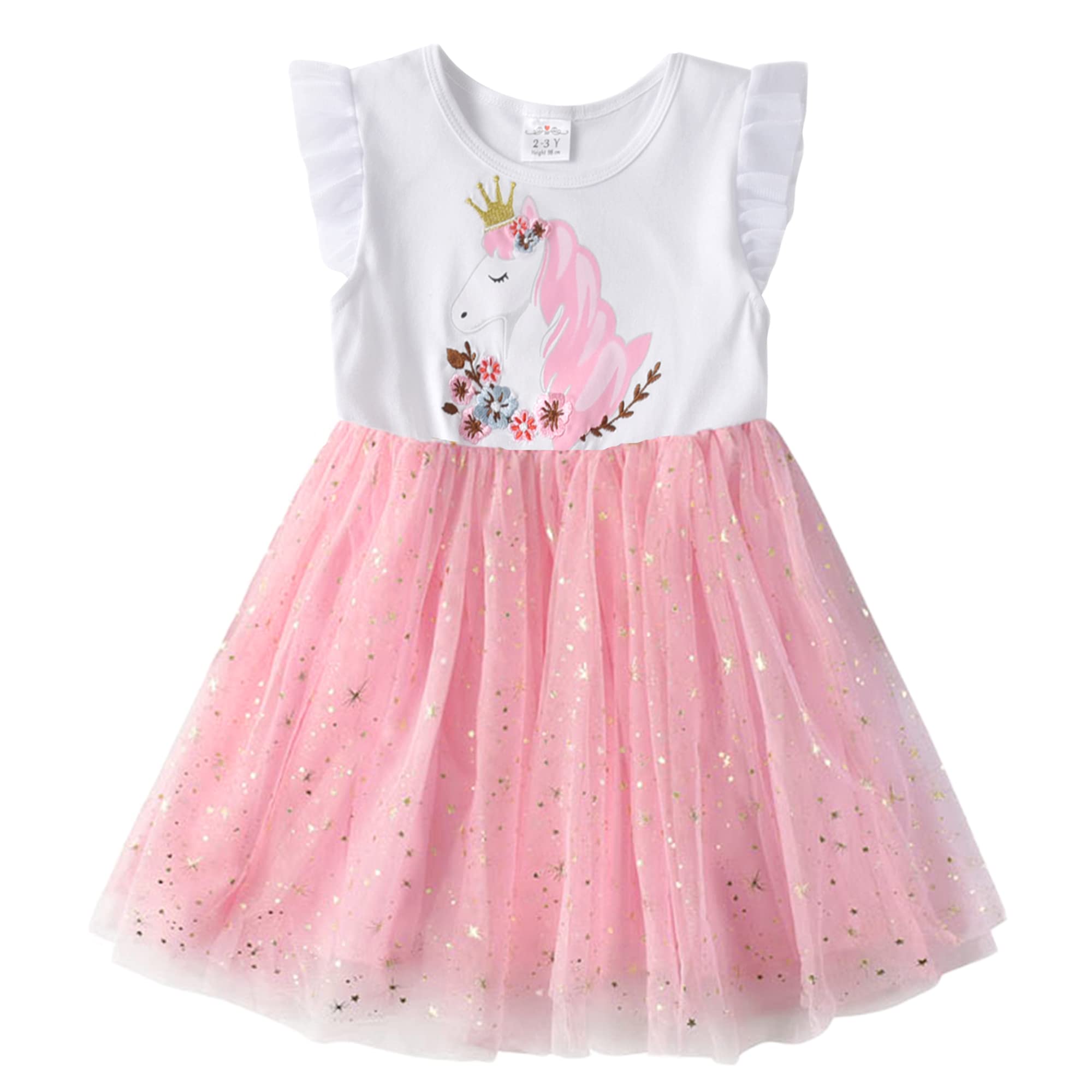 VIKITA Toddler Girls Summer Dresses - Short Sleeve Tutu Dress for Kids Age 3-8 Years | Perfect for Daily Wear, Birthday Parties & Special Occasions