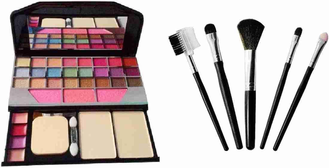 Jarsvoy Women's & Girls' TYA 6155 Multicolor Makeup Kit with 5 Black Makeup Brushes Set - 6 Piece Cosmetic Collection for Daily Makeup & Professional Beauty Looks