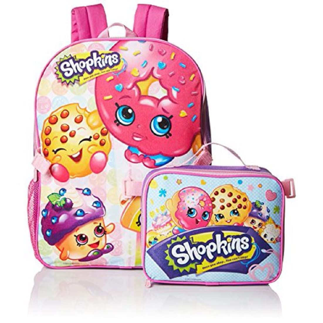 **Shopkins Themed Girls Backpack with Detachable Lunch Box - Cute School Bag for Kids, Perfect for School, Travel & Daily Use**