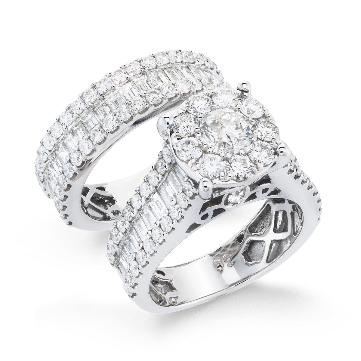 Exquisite Baguette Diamond Bridal Ring Set - 14K White Gold Engagement & Wedding Band for Women - Perfect for Proposals, Anniversaries & Special Occasions