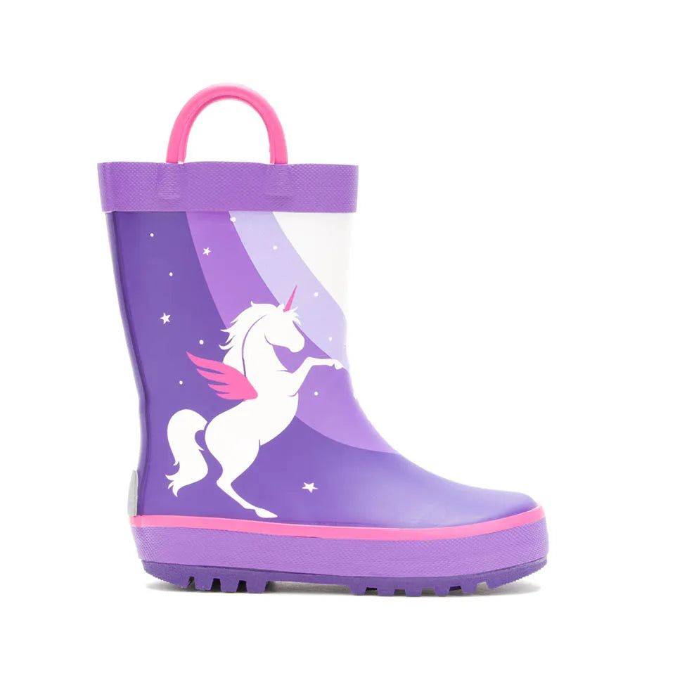 Kamik Purple Unicorn Toddler Rain Boots - Waterproof Kids Rain Shoes for Girls & Boys - Perfect for Puddle Jumping, Outdoor Play & Spring Weather Adventures