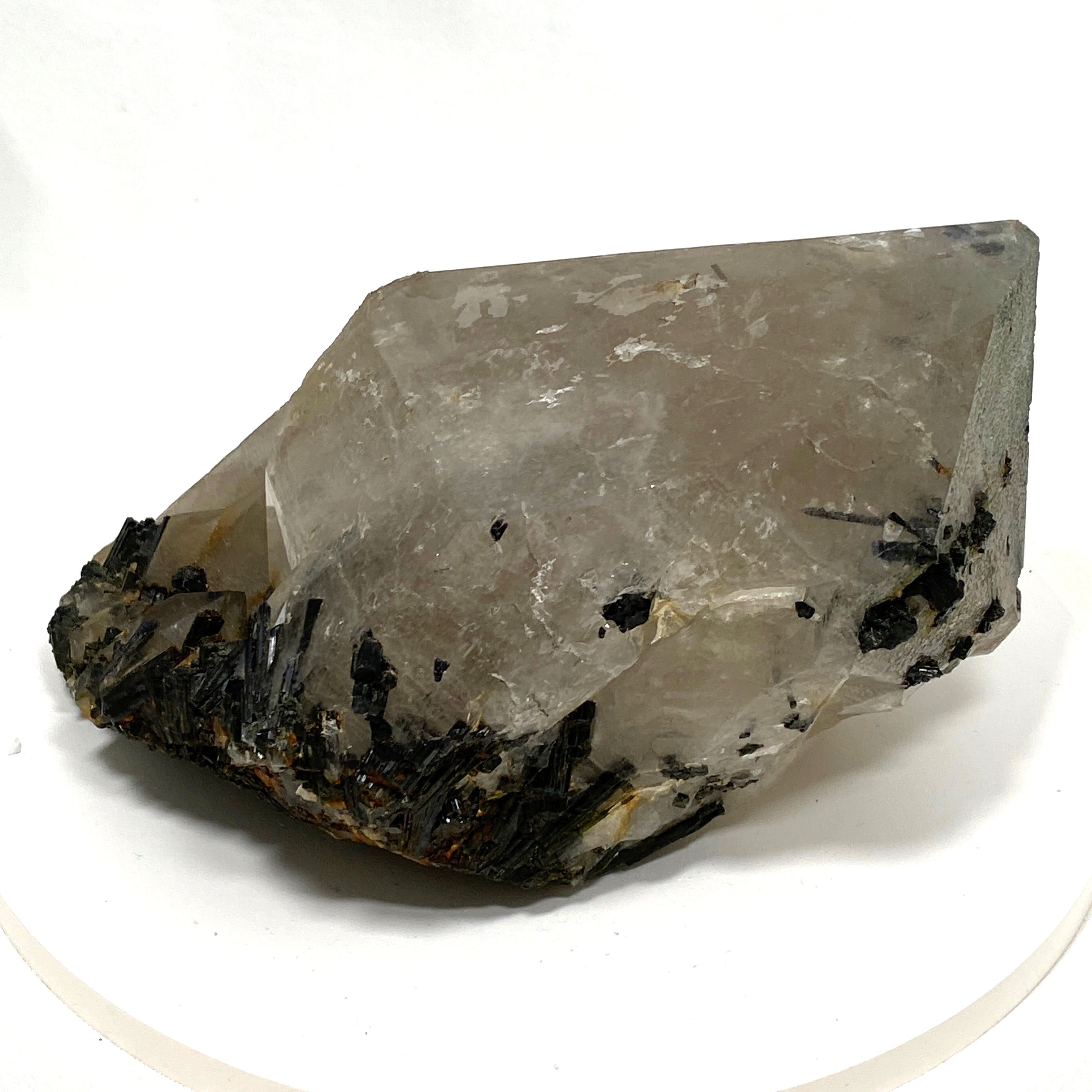 Natural Green Tourmaline in Smokey Quartz Large Healing Crystal - SQGT 01 for Meditation, Energy Work & Home Decor