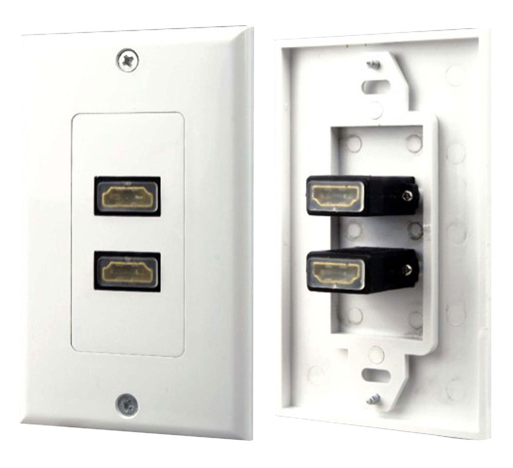 Dual HDMI Wall Plate - 2 Port HDMI Faceplate for Home Theater & Office Setup | High-Speed 4K HDMI Connector for Wall Mounting TVs & Monitors