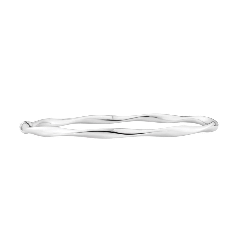 9ct Silver Filled 65mm Open Twist White Gold Bangle Bracelet - Elegant Jewelry for Women, Perfect for Parties, Weddings & Everyday Wear