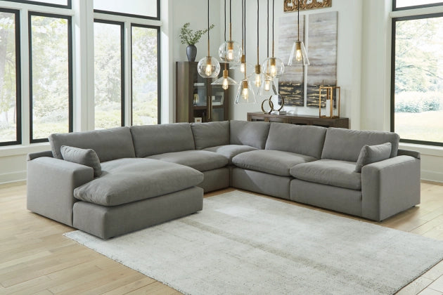 Elyza 5-Piece Sectional Sofa with Left-Hand Facing Chaise in Smoke Gray - Modern Living Room Furniture for Small Spaces & Apartments