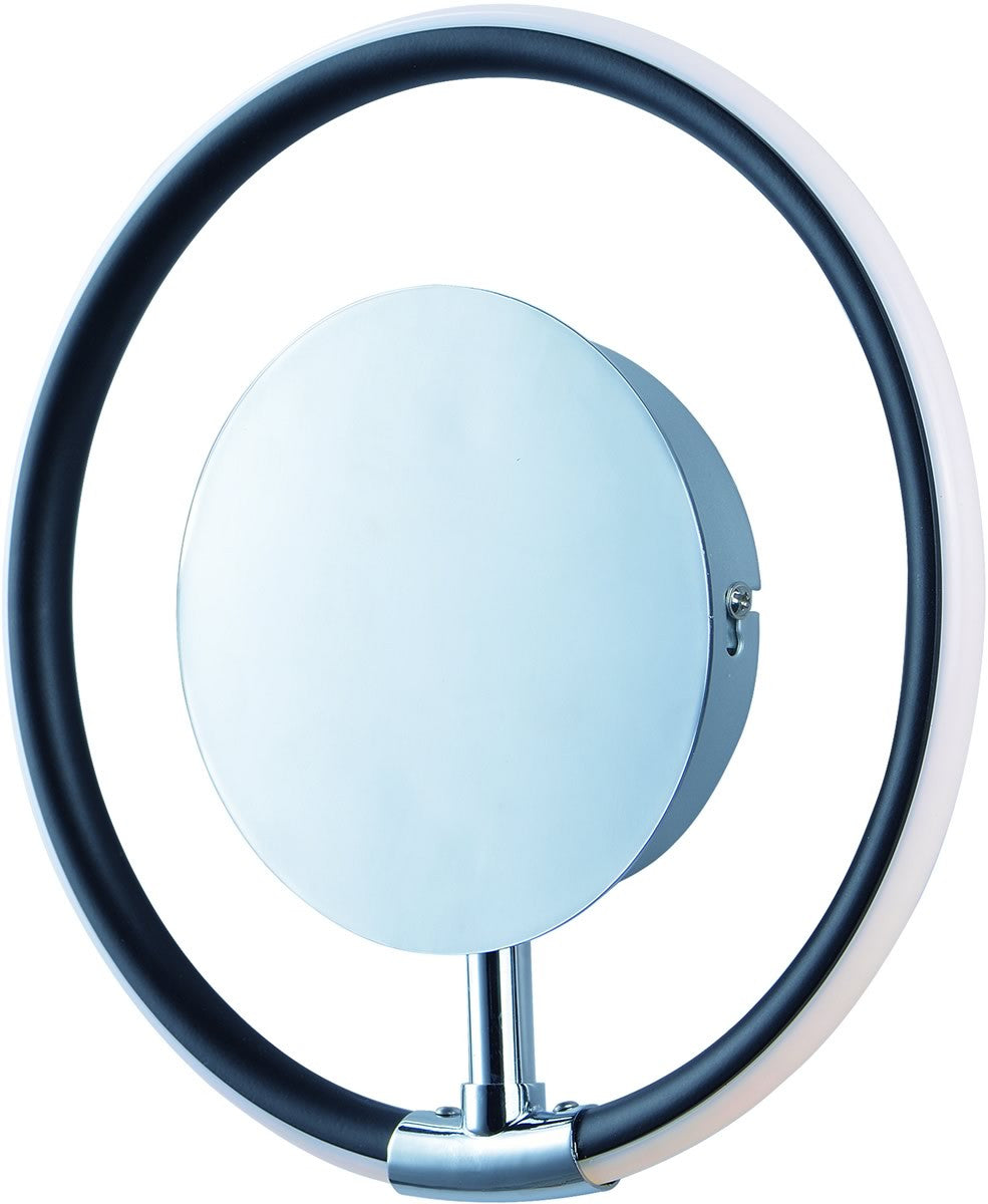 10W Ringer LED Wall Sconce Light - Black & Polished Chrome Finish - Perfect for Bedroom, Hallway, and Living Room Lighting