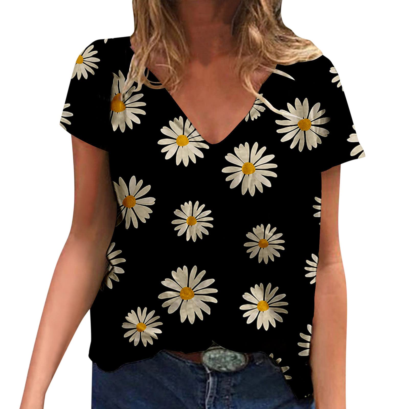 Women's Casual Short Sleeve Round Neck Twist Front Tunic T-Shirt - Loose Fit Cute Blouse for Everyday Wear, Work & Weekend Outfits