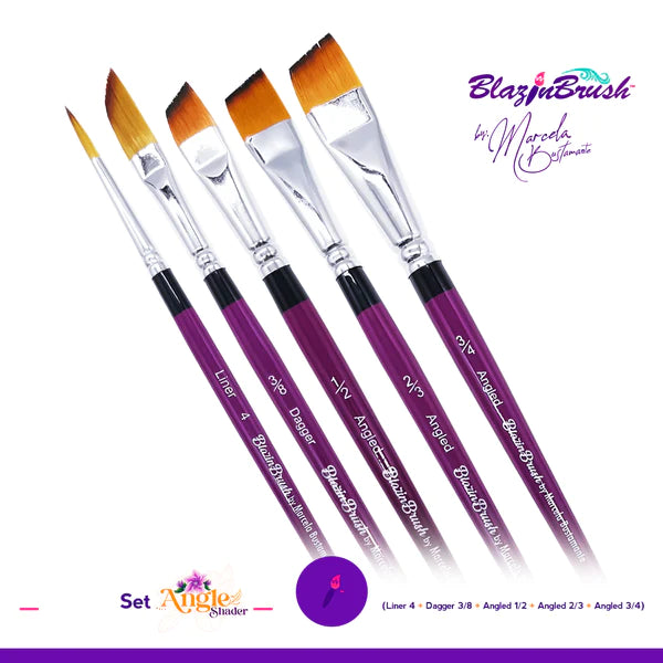 Blazin Brush Angled Shader Makeup Brush Set - Professional Eye Shadow & Blending Brushes for Perfect Makeup Application (Ideal for Contouring, Smokey Eyes & Detailed Work)