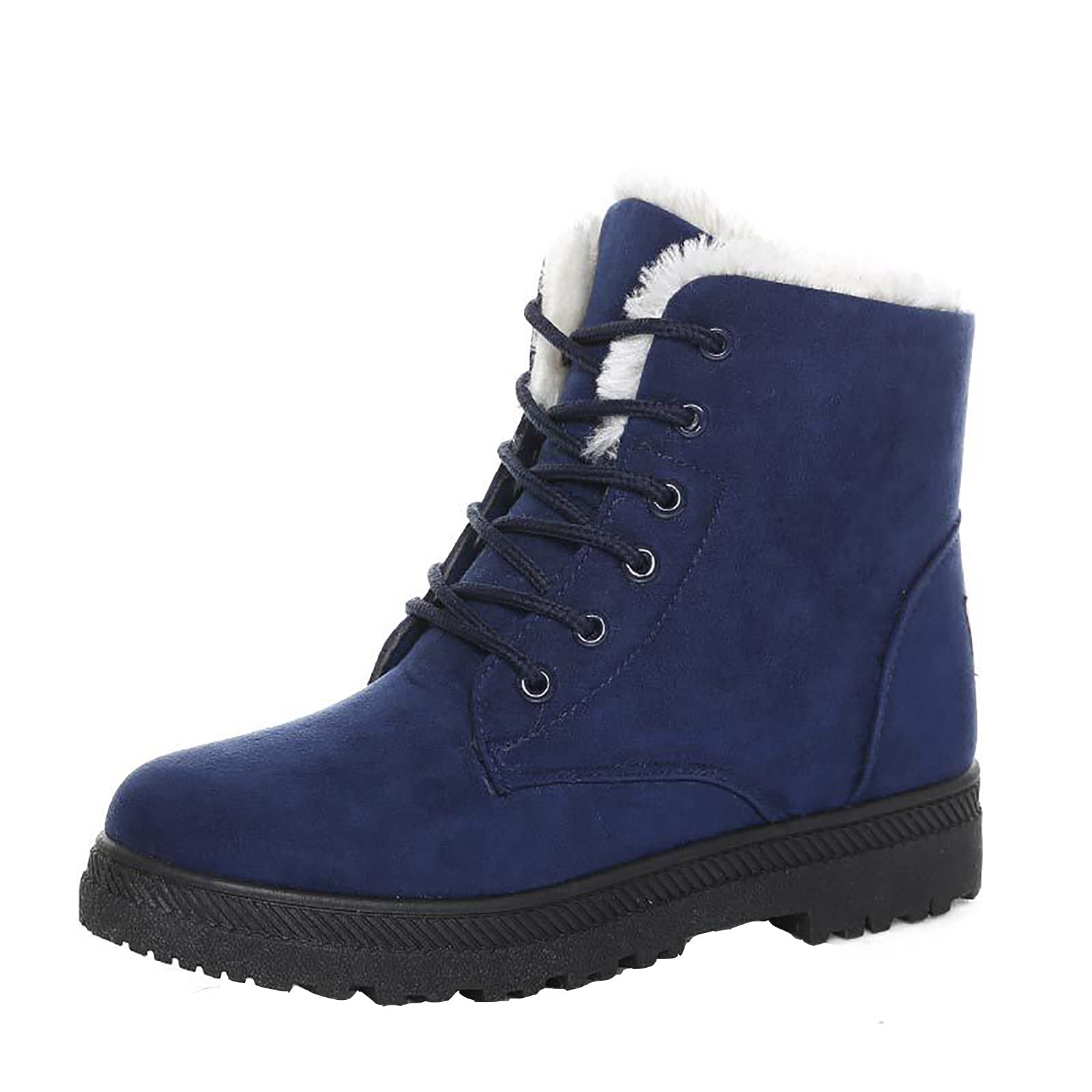 Women's Winter Snow Boots - Waterproof Ankle Booties with Round Toe, Lace-Up & Velvet Warm Lining - Comfortable Short Boots for Snowy Days, Outdoor Activities & Cold Weather Fashion
