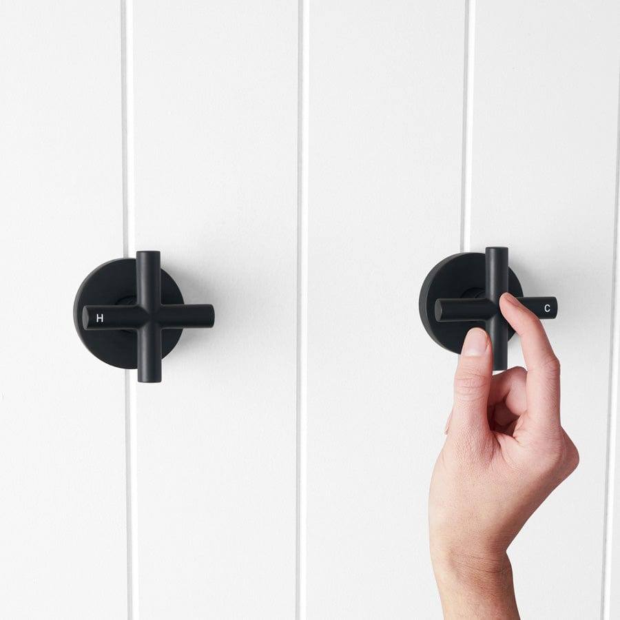 Cross Taps Matte Black - Premium Matte Black Cross Taps for Plumbing & DIY Projects | Perfect for Kitchen, Bathroom & Outdoor Faucet Installations