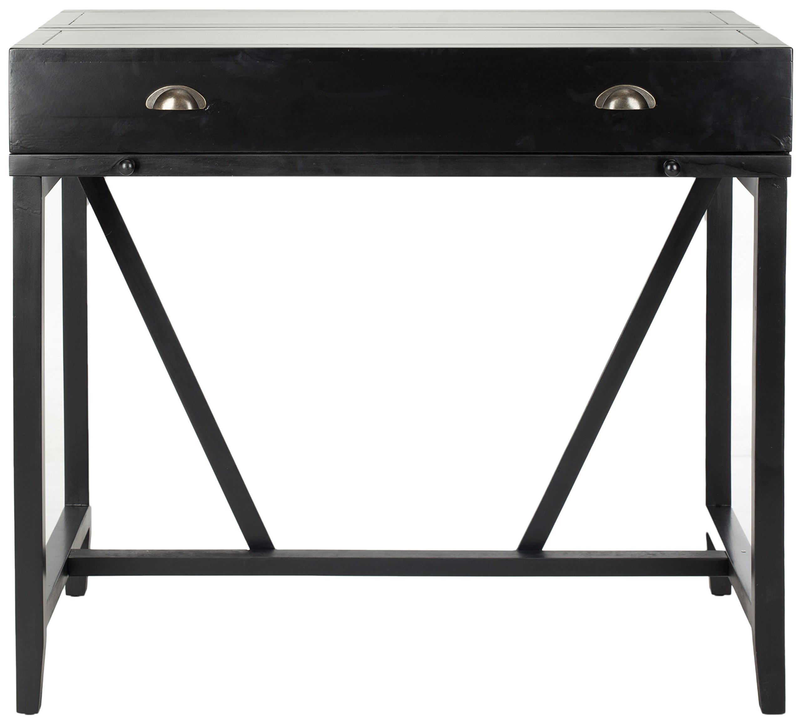 Safavieh American Homes Collection Wyatt Black Writing Desk - Modern Home Office Desk for Study & Work - Perfect for Small Spaces & Apartments