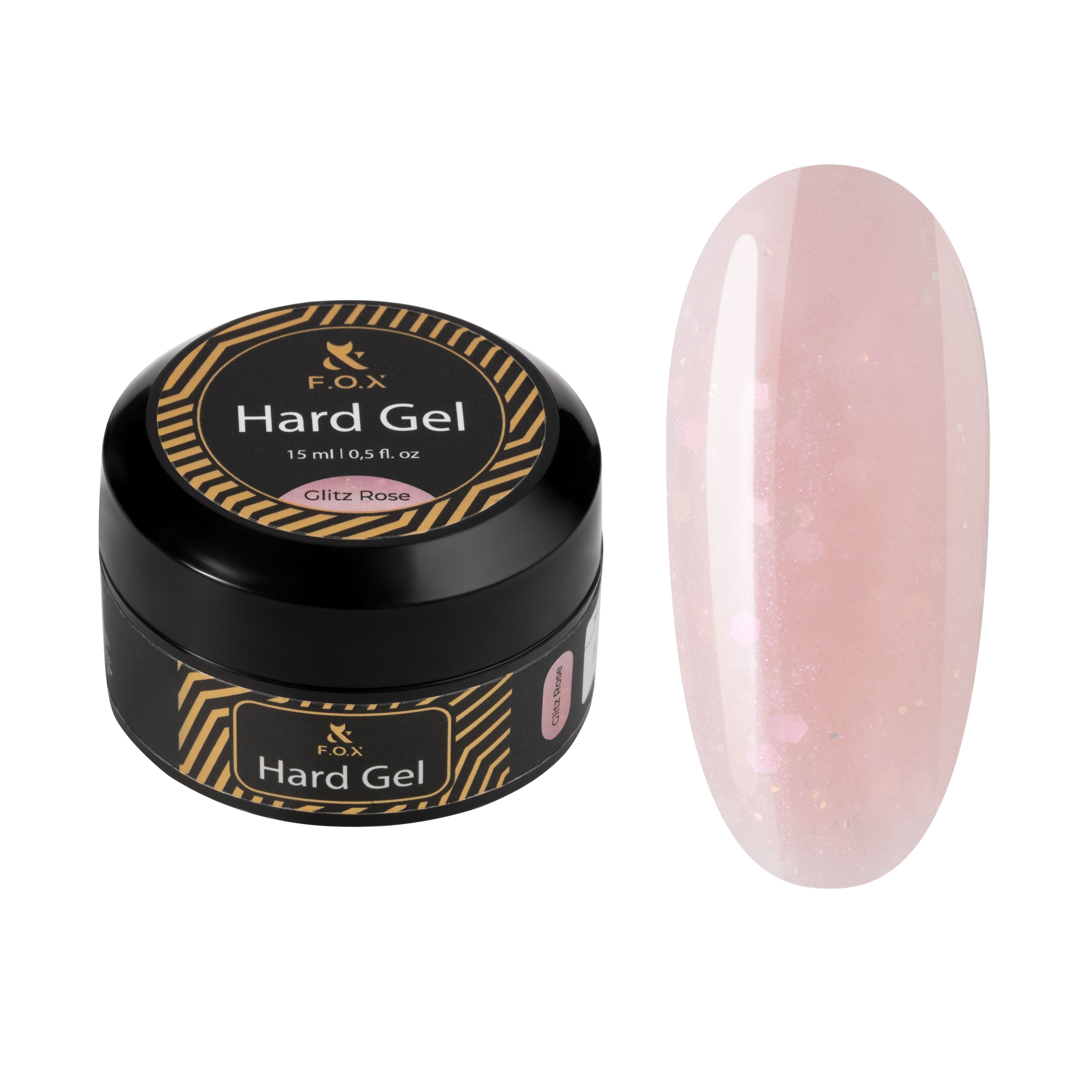 F.O.X Hard Gel Glitz Rose Nail Polish - 15ml Long-Lasting Shine for Manicures & Pedicures - Perfect for Nail Salons, Home Use & Special Occasions