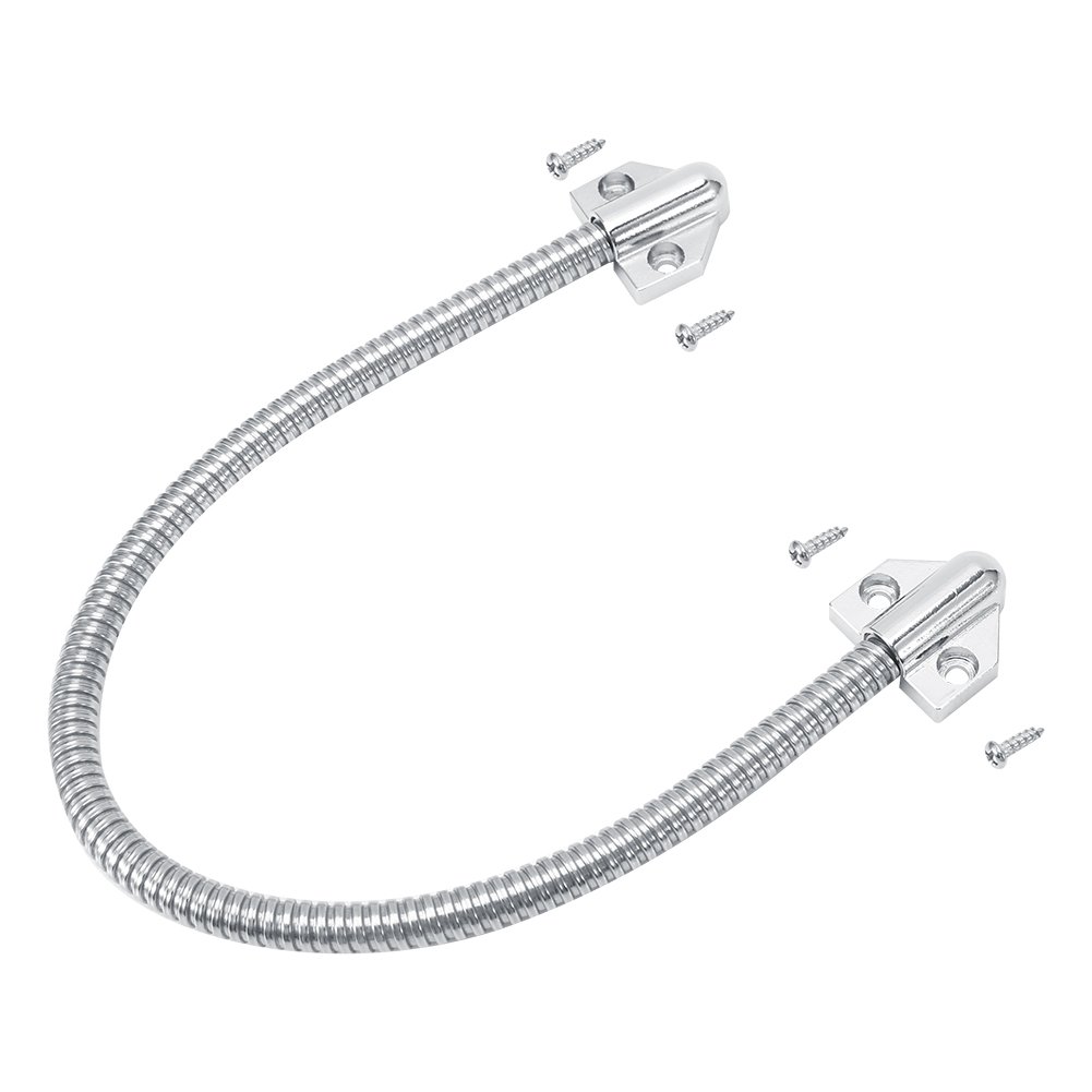 LANTRO JS Patio Door Stop - Heavy Duty Long Door Loop with Triangle Ends for Exposed Mortise Mounting | Protects Wire Cable | Perfect for Sliding Glass Doors, French Doors & Home Security