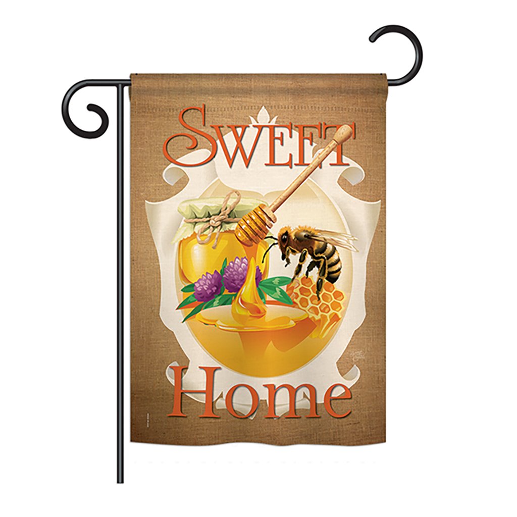 13 x 18.5 Inch My Bee Sweet Home Garden Flag with Cute Bugs & Frogs Design - Outdoor Decorative House Flag for Spring Summer Garden Decor, Yard Art, Front Porch Display