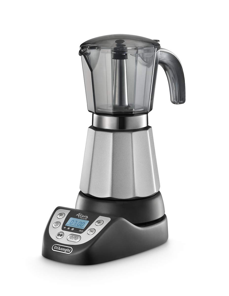 De'Longhi Alicia Plus EMKP 63.B Electric Moka Pot Coffee Maker - 550W, Standalone, Black & Silver - Perfect for Home, Office or Camping Coffee Brewing
