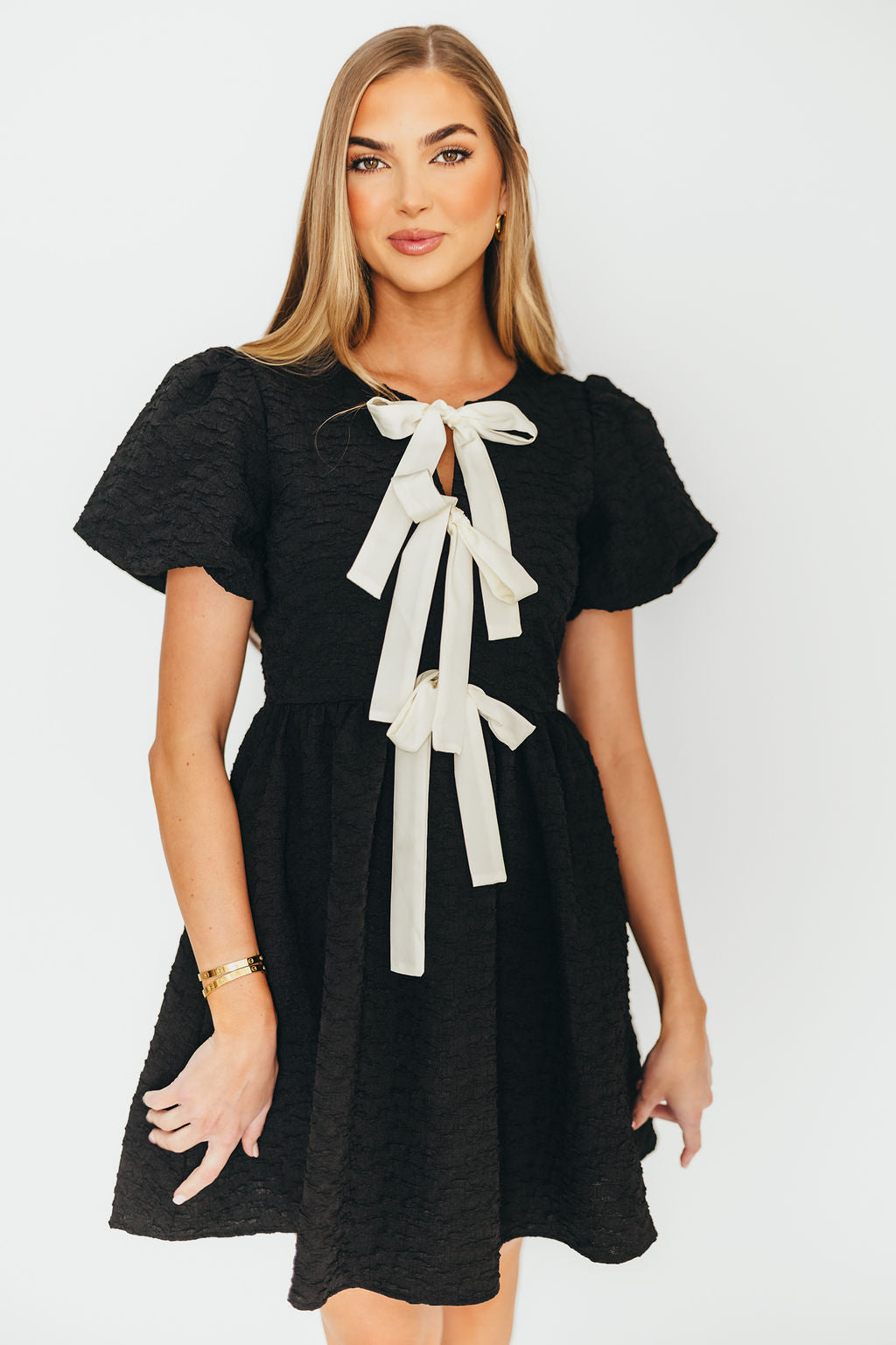 Black Summer Bow Tie Front Mini Dress - Flirty & Chic for Parties, Dates & Vacations