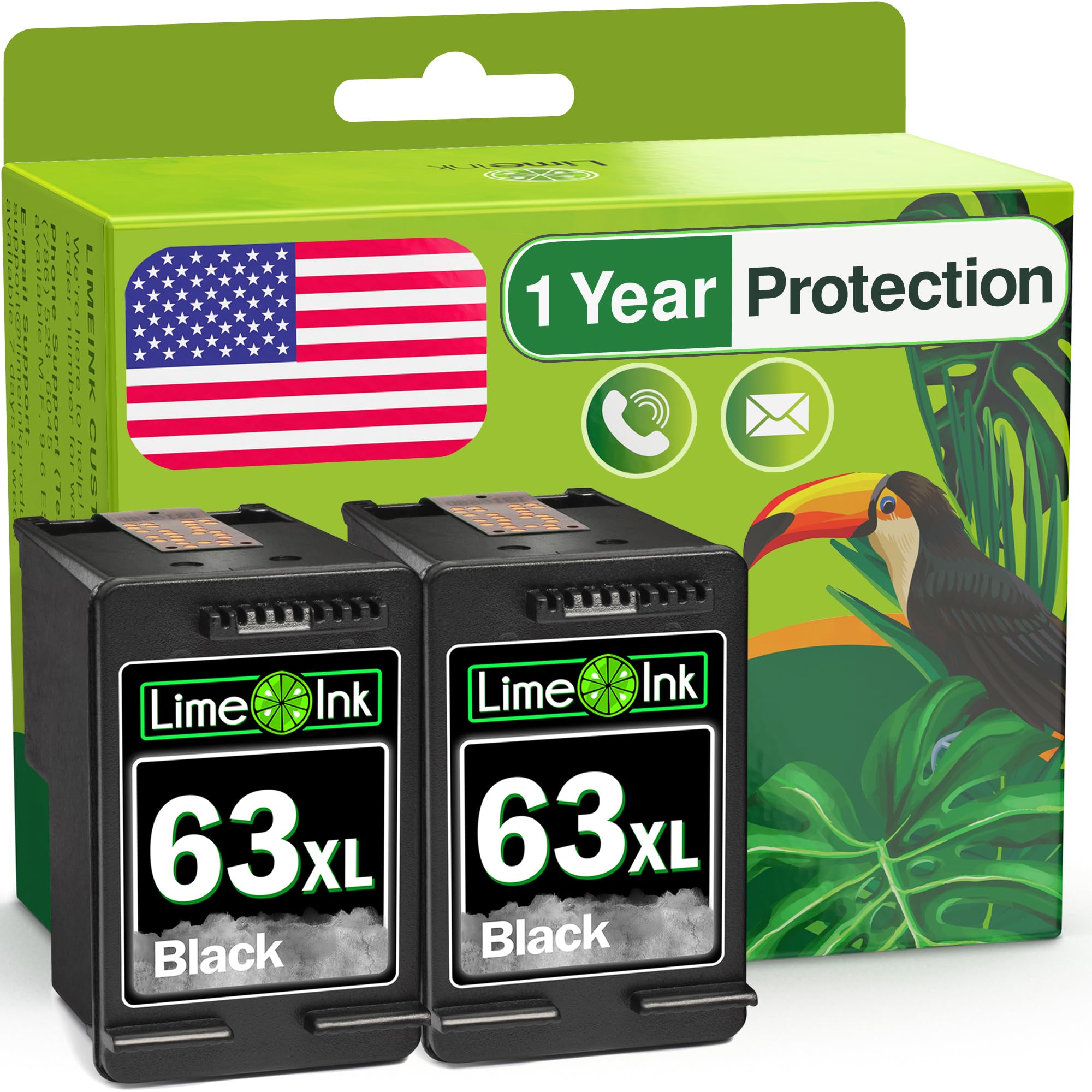 Limeink Remanufactured HP 63XL Ink Cartridge Combo Pack - Replacement for HP 63 & 63XL - Compatible with OfficeJet 3830 Printers - High Yield 2-Pack Black Ink - Perfect for Home Office Printing & School Projects