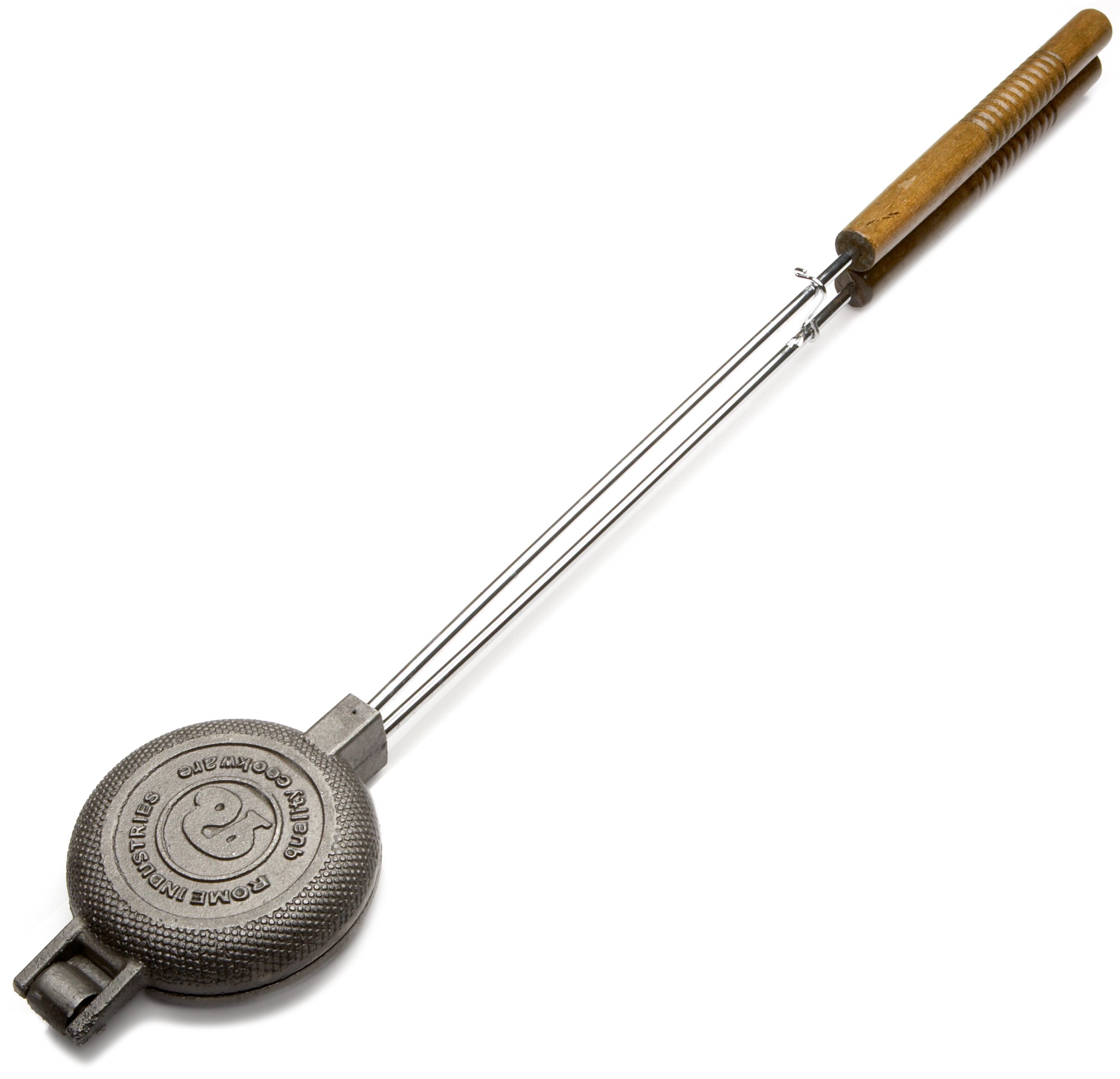 Rome's Round Pie Iron with Steel and Wood Handles - Perfect for Campfire Cooking, Outdoor Picnics & Backpacking Trips