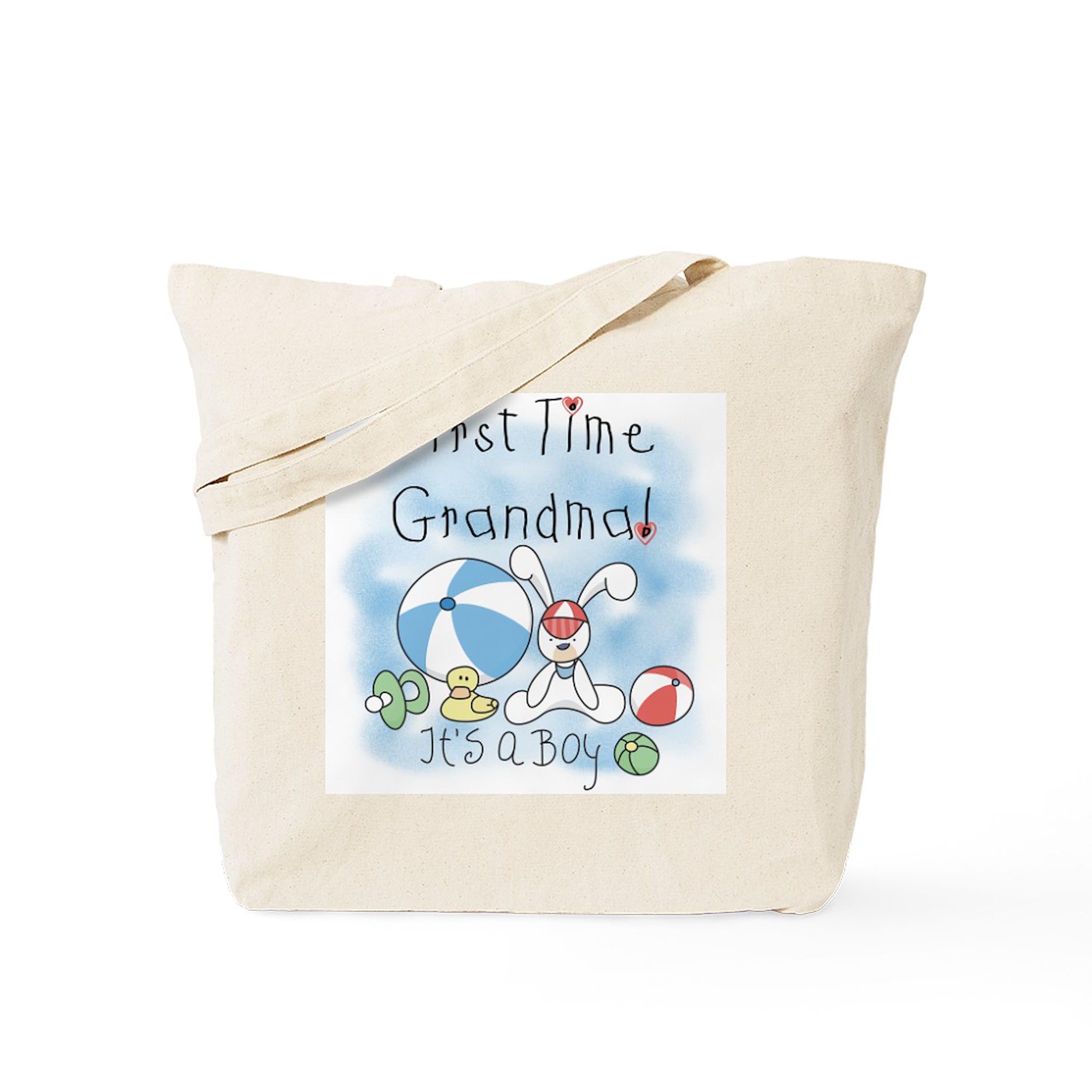 Grandma Baby Boy Tote Bag - Natural Canvas Reusable Shopping Bag for Baby Showers, Diaper Essentials & Groceries | Eco-Friendly Gift for New Moms