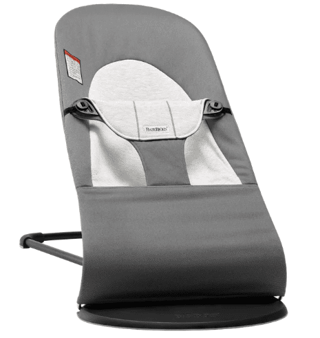 Baby Bjorn Bouncer Balance Soft - Dark Gray/Gray Cotton Jersey Baby Bouncer with FREE Toy Bar | Ergonomic Infant Seat for Soothing & Playtime | Perfect for Nursery, Living Room & On-the-Go Parents
