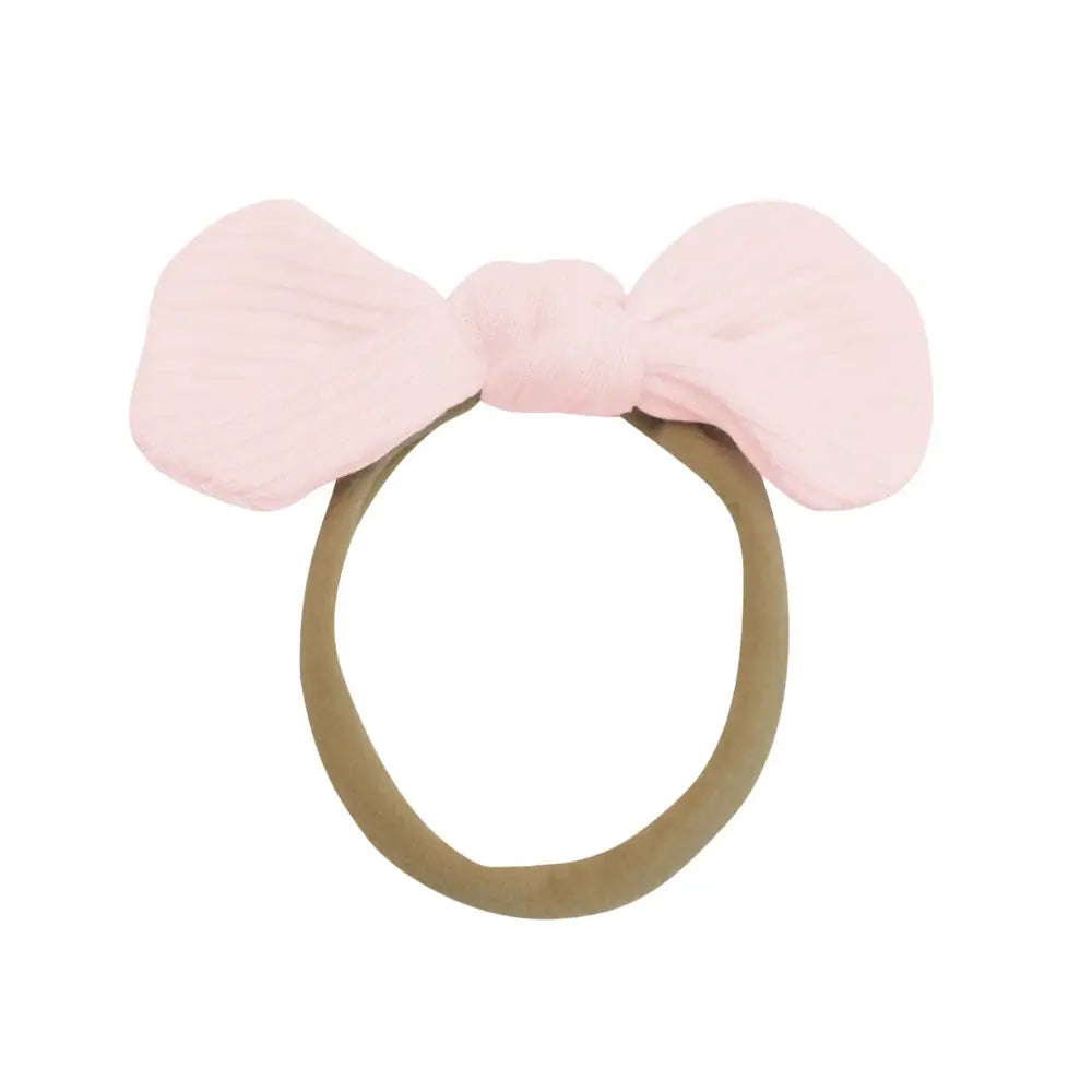 Kyte Baby Ribbed Nylon Bow Hair Accessory for Girls - Soft Blush Pink Headband for Baby & Toddler - Perfect for Photoshoots, Birthday Parties & Everyday Outfits