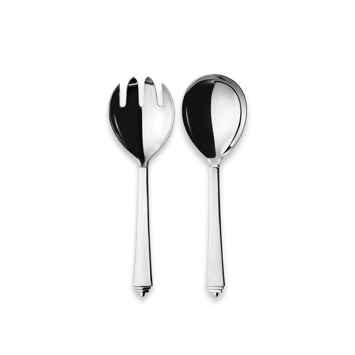 Georg Jensen Pyramid 2-Piece Stainless Steel Serving Set - Elegant Flatware for Dinner Parties & Formal Dining (Spoon & Fork)