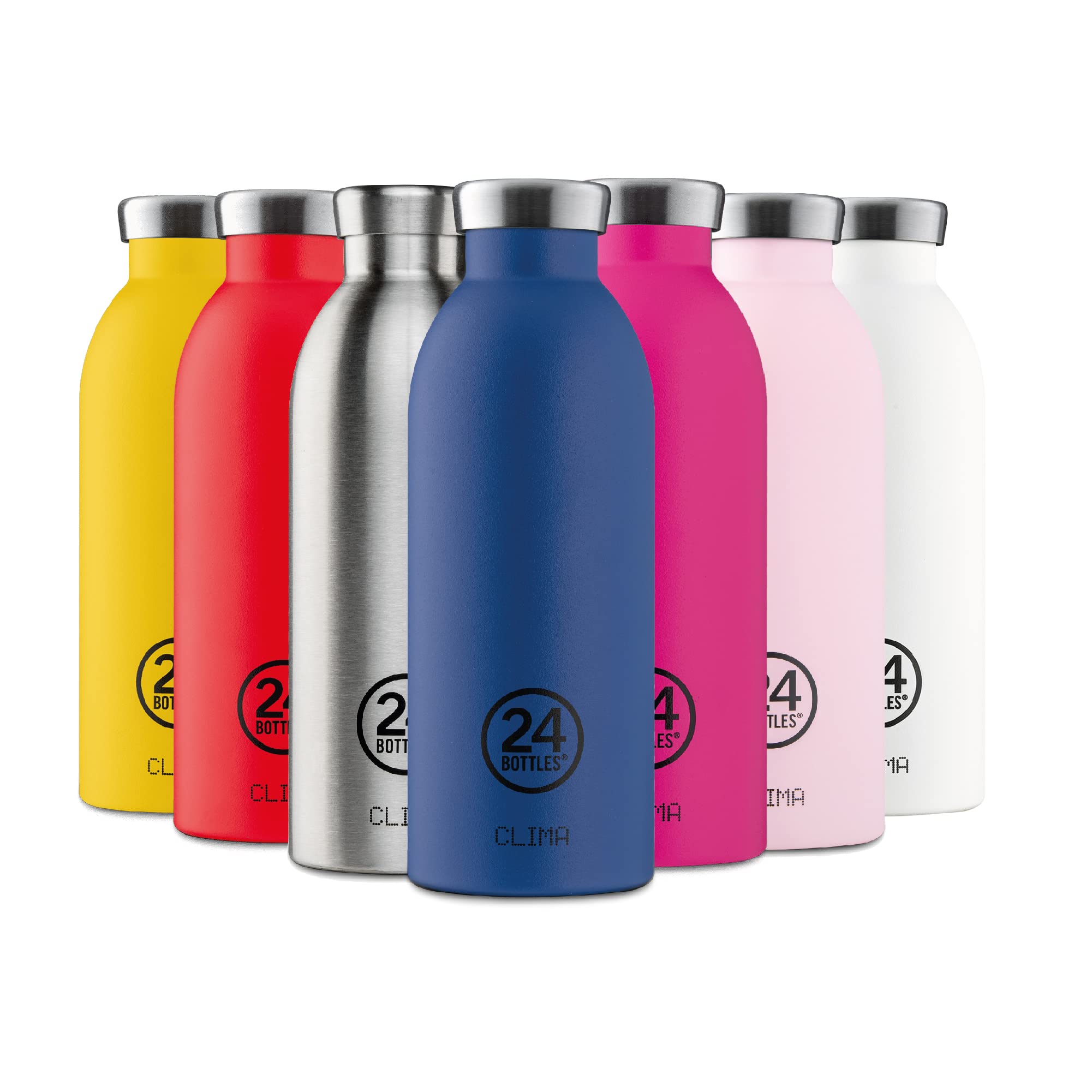 24Bottles Clima Insulated Water Bottle - 330ml/500ml/850ml Stainless Steel Thermos Flask, Double Wall Vacuum Insulation Keeps Drinks Hot/Cold for 24 Hours - Perfect for Hiking, Gym, Office & Travel