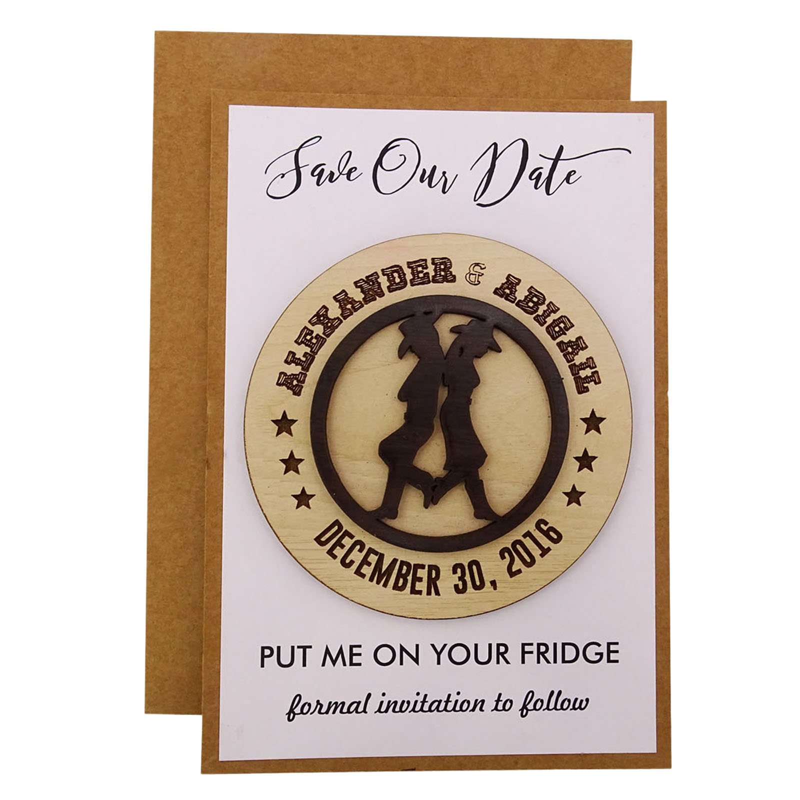 Custom Engraved Wooden Save The Date Magnets - Rustic Wedding Announcements - Personalized Wedding Invitation Magnet - Perfect for Save The Date Cards, Wedding Invites & Bridal Shower Decor